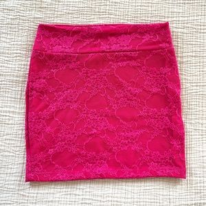 Charlotte Russe pink lace mini skirt
